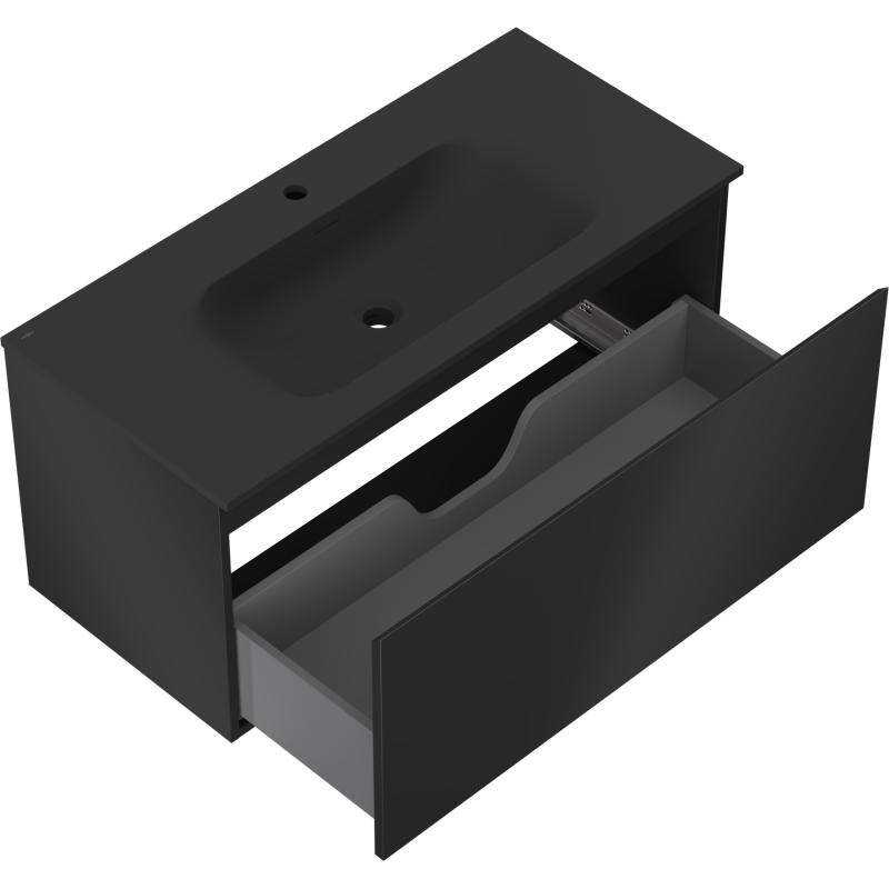 Mexen Orio armario de baño de 100 cm con lavabo Vela, 1 cajón, negro mate - 91A10-10047-1-BF71-W23M71