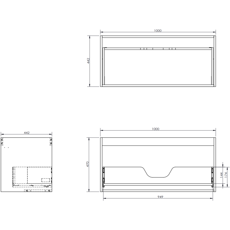 Mexen Orio bathroom cabinet 100 cm with Vela washbasin, 1 drawer, black matte - 91A10-10047-1-BF71-W23M71