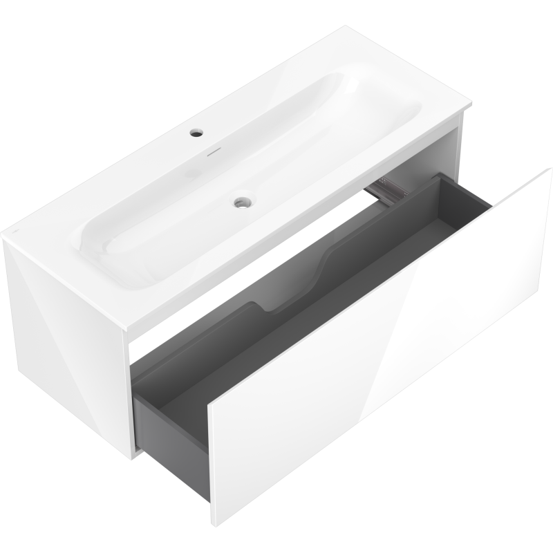 Mexen Orio meuble de salle de bain 120 cm avec lavabo Vela, 1 tiroir, blanc brillant - 91A10-12047-1-BF00-W23M00