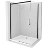 Mexen Omega Duschkabine verschiebbar 130 x 90 cm, transparent, schwarz + Badrand Flat, weiß - 825-130-090-70-00-4010B