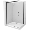 Mexen Omega Duschkabine Schiebetür 130 x 100 cm, transparent, schwarz + Duschwanne Flat, weiß - 825-130-100-70-00-4010B