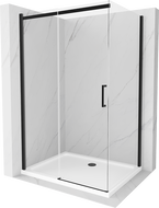 Mexen Omega kabina prysznicowa rozsuwana 130 x 100 cm, transparent, czarna + brodzik Flat, biały - 825-130-100-70-00-4010B