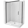 Mexen Omega kabina prysznicowa rozsuwana 140 x 80 cm, transparent, czarna + brodzik Flat, biały - 825-140-080-70-00-4010B