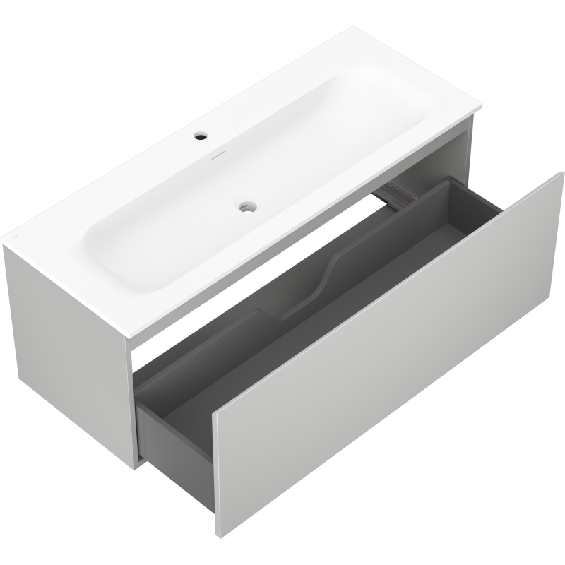 Mexen Orio armario de baño de 120 cm con lavabo Vela, 1 cajón, gris mate/blanco mate - 91A10-12047-1-BF62-W23M01