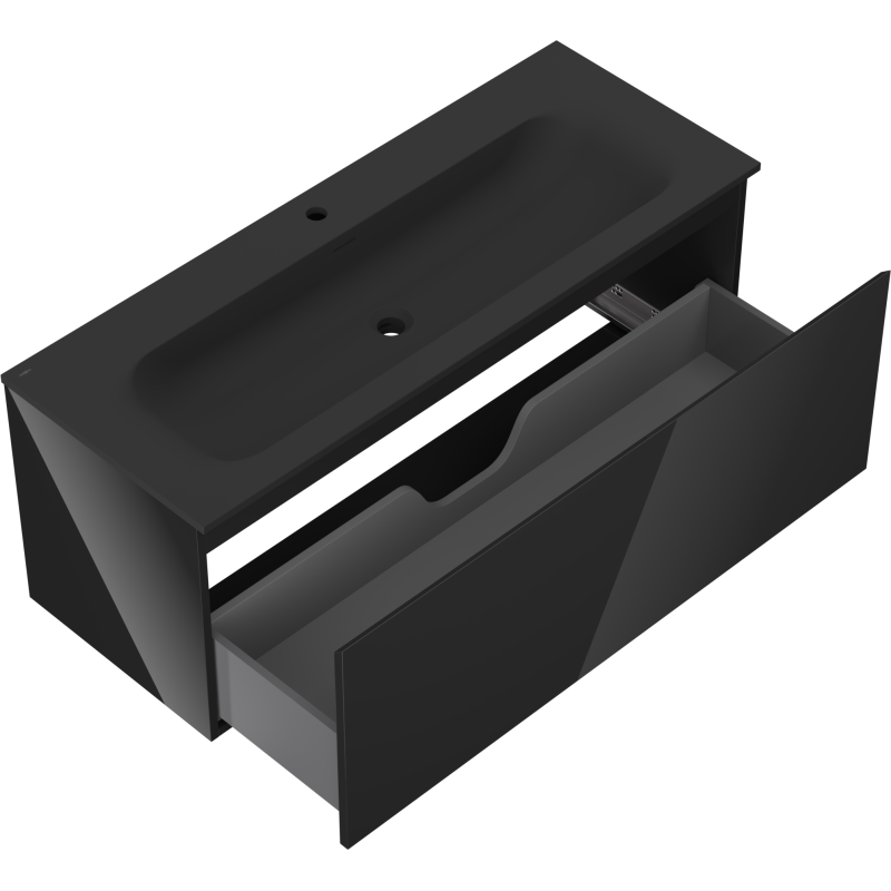 Mexen Orio mueble de baño 120 cm con lavabo Vela, 1 cajón, negro brillo/negro mate - 91A10-12047-1-BF70-W23M71