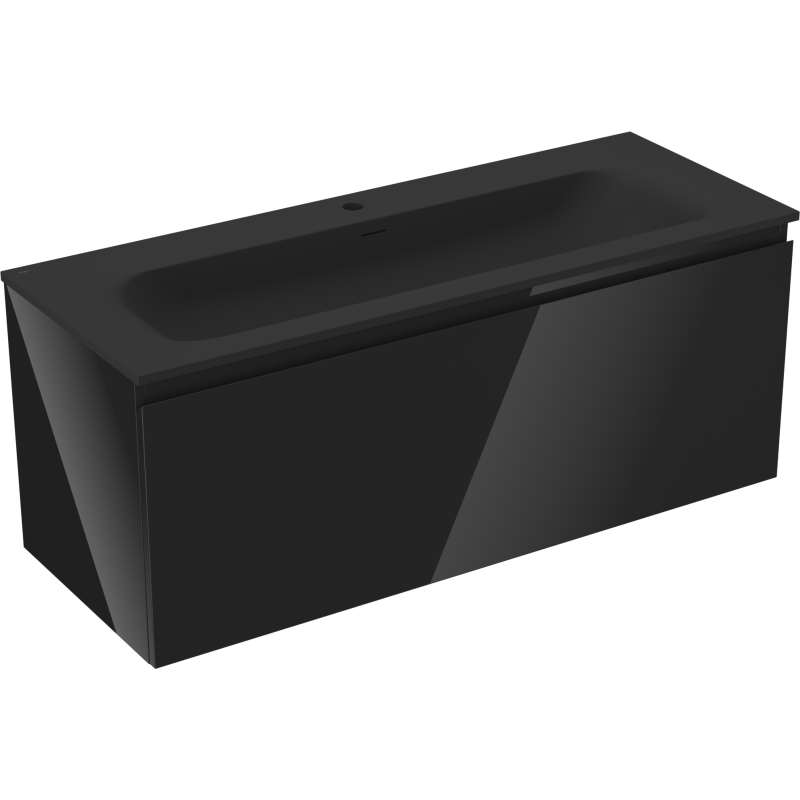 Mexen Orio Badezimmerschrank 120 cm mit Waschbecken Vela, 1 Schublade, Schwarz Glanz/Schwarz Matt - 91A10-12047-1-BF70-W23M71