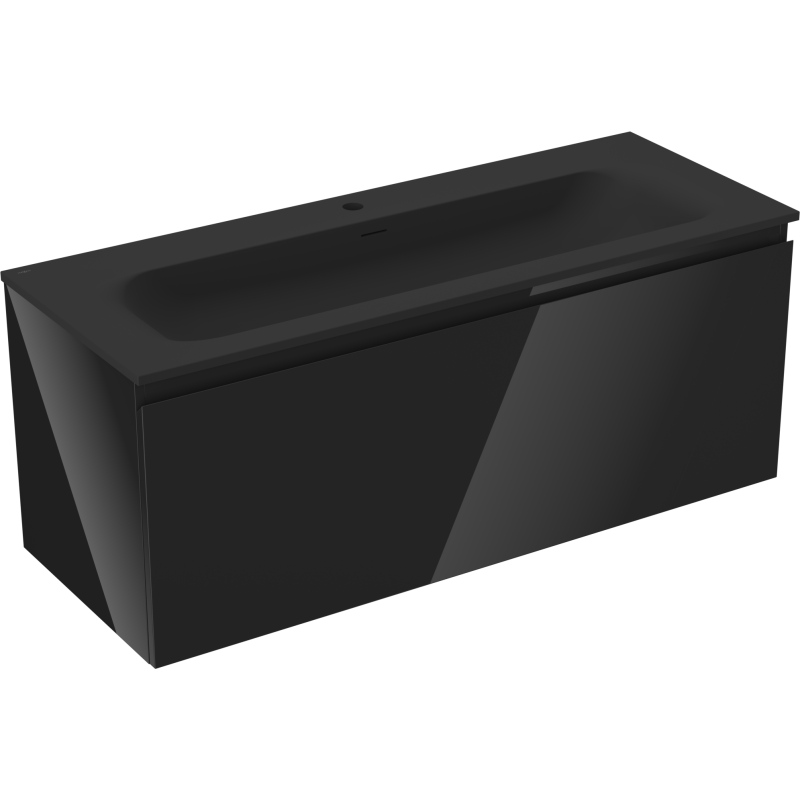 Mexen Orio mueble de baño 120 cm con lavabo Vela, 1 cajón, negro brillo/negro mate - 91A10-12047-1-BF70-W23M71