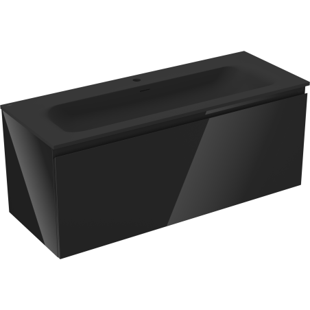 Mexen Orio Badezimmerschrank 120 cm mit Waschbecken Vela, 1 Schublade, Schwarz Glanz/Schwarz Matt - 91A10-12047-1-BF70-W23M71