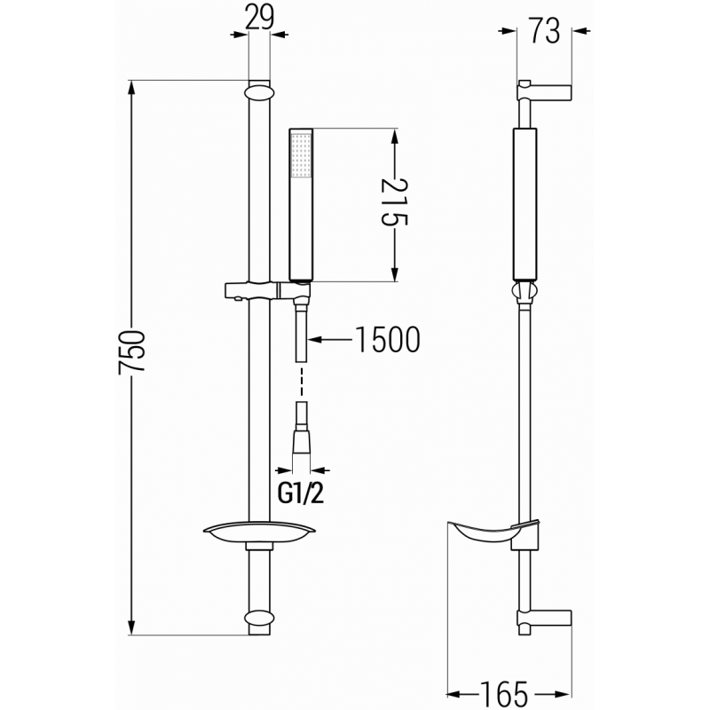 Mexen DB77 verschiebbarer Duschkopf-Set, Chrom - 785774584-00