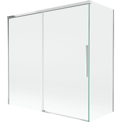 Mexen Rox kokkupandav vannitoa paneel, 2-osaline lükand, 160 + 75 x 150 cm, läbipaistev, kroom - 8C9-160-075-01-00
