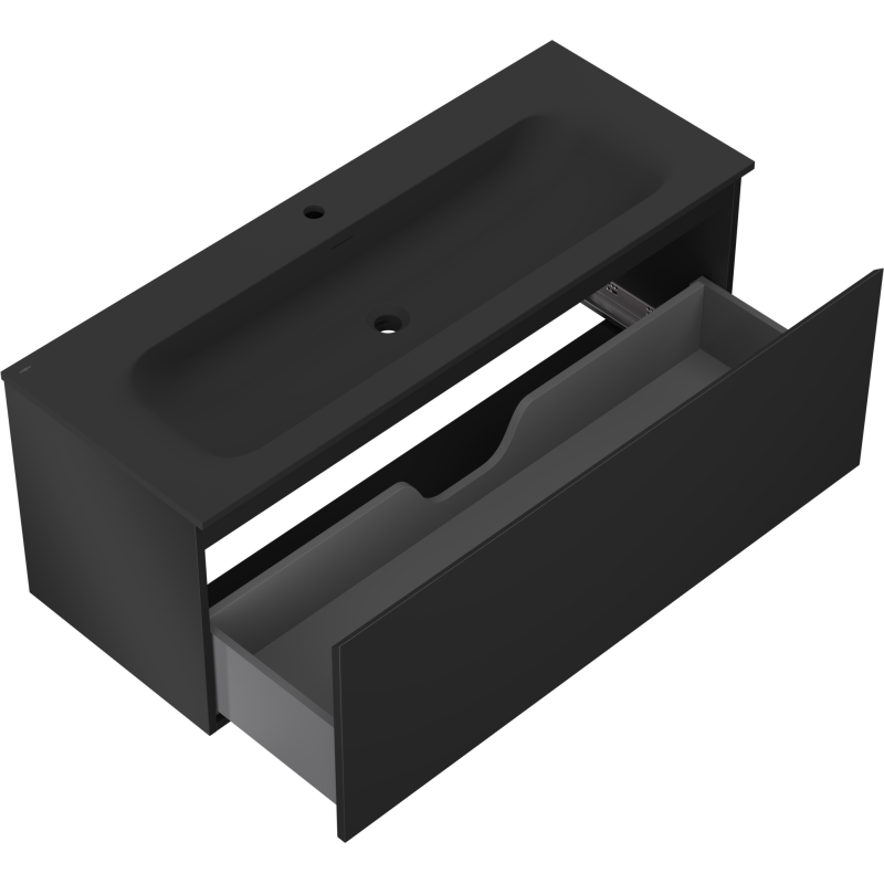 Mexen Orio bathroom cabinet 120 cm with Vela sink, 1 drawer, black matte - 91A10-12047-1-BF71-W23M71