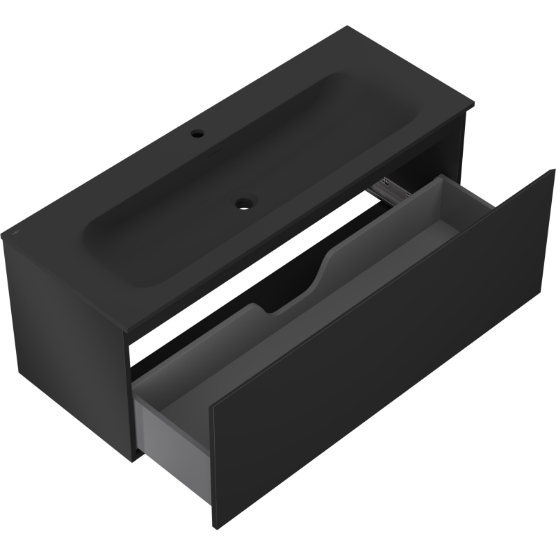 Mexen Orio meuble de salle de bain 120 cm avec lavabo Vela, 1 tiroir, noir mat - 91A10-12047-1-BF71-W23M71