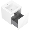 Mexen Rivel mobiletto da bagno 45 cm con lavabo Otis, 1 cassetto, scanalato, bianco opaco - 91A20-04547-1-BF01-W18M01
