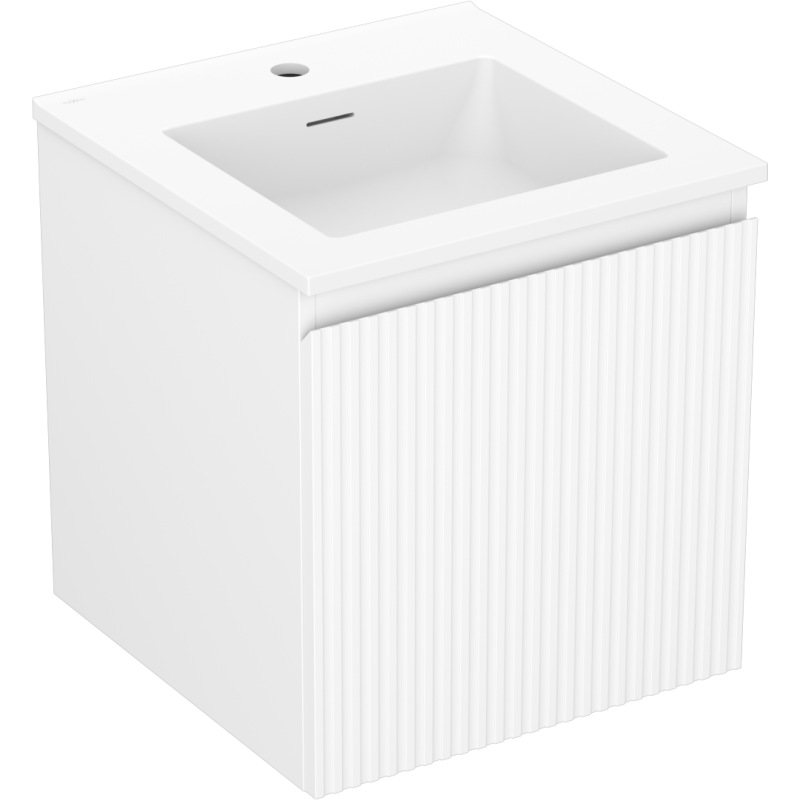 Mexen Rivel mobiletto da bagno 45 cm con lavabo Otis, 1 cassetto, scanalato, bianco opaco - 91A20-04547-1-BF01-W18M01