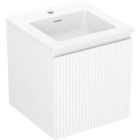 Mexen Rivel mobiletto da bagno 45 cm con lavabo Otis, 1 cassetto, scanalato, bianco opaco - 91A20-04547-1-BF01-W18M01