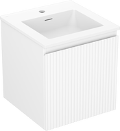 Mexen Rivel Badezimmerschrank 45 cm mit Waschbecken Otis, 1 Schublade, gerillt, weiß matt - 91A20-04547-1-BF01-W18M01