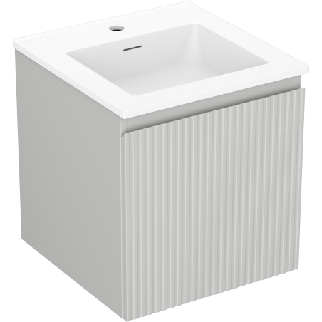 Mexen Rivel armoire de salle de bain 45 cm avec lavabo Otis, 1 tiroir, rainurée, gris mat/blanc mat - 91A20-04547-1-BF62-W18M01