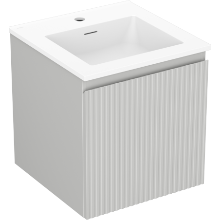 Mexen Rivel meuble de salle de bain 45 cm avec lavabo Otis, 1 tiroir, rainuré, gris mat/blanc mat - 91A20-04547-1-BF62-W18M01