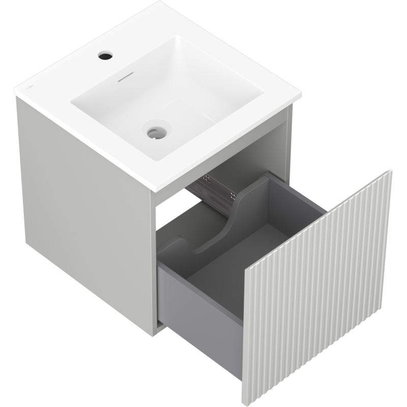 Mexen Rivel armario de baño 45 cm con lavabo Otis, 1 cajón, estriado, gris mate/blanco mate - 91A20-04547-1-BF62-W18M01
