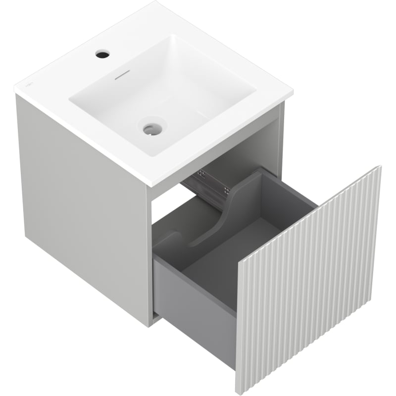 Mexen Rivel bathroom cabinet 45 cm with Otis sink, 1 drawer, grooved, gray matte/white matte - 91A20-04547-1-BF62-W18M01