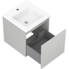 Mexen Rivel meuble de salle de bain 45 cm avec lavabo Otis, 1 tiroir, rainuré, gris mat/blanc mat - 91A20-04547-1-BF62-W18M01