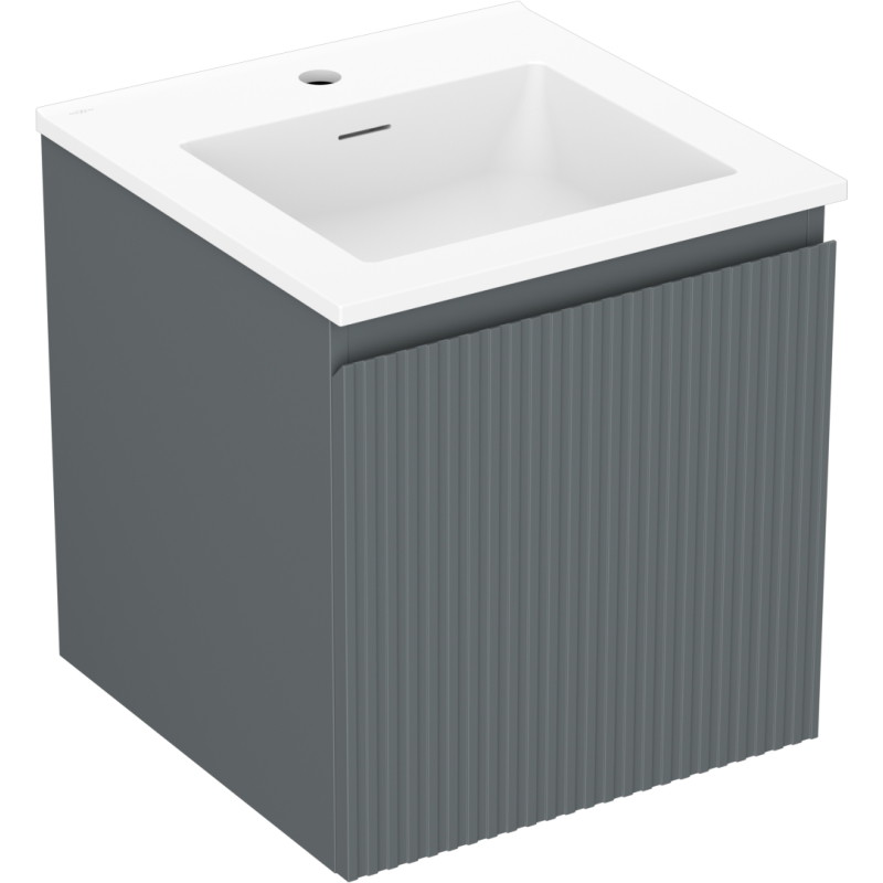 Mexen Rivel armario de baño de 45 cm con lavabo Otis, 1 cajón, acanalado, grafito mate/blanco mate - 91A20-04547-1-BF66-W18M01