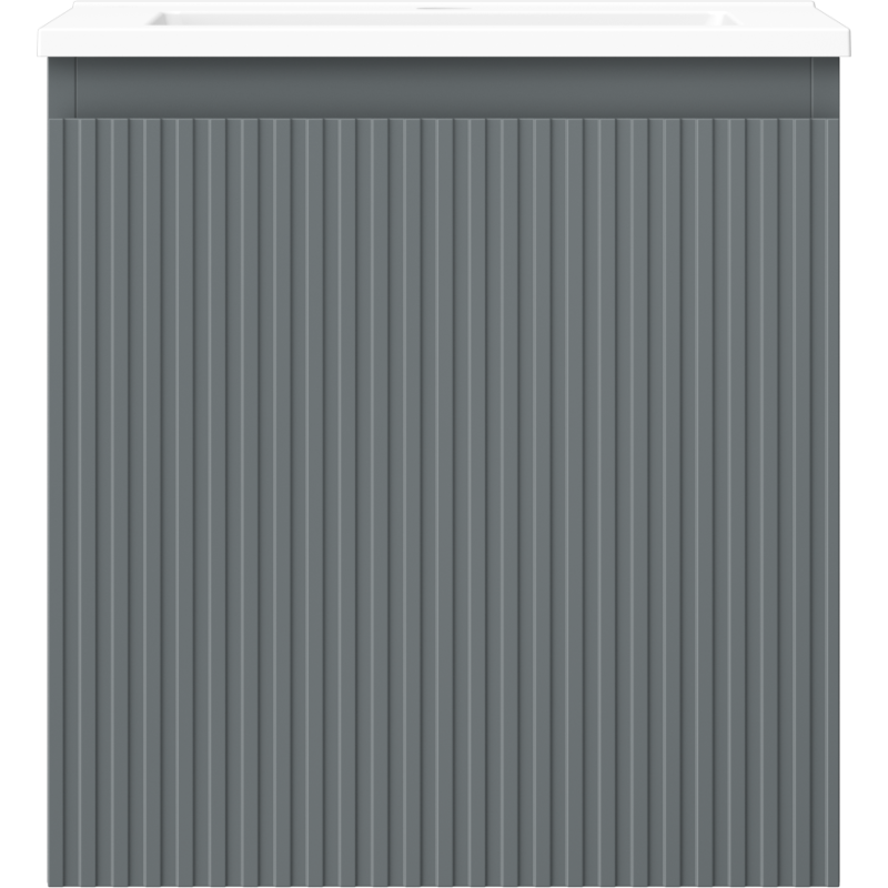 Mexen Rivel Badezimmerschrank 45 cm mit Waschbecken Otis, 1 Schublade, geriffelt, Graphit matt/Weiß matt