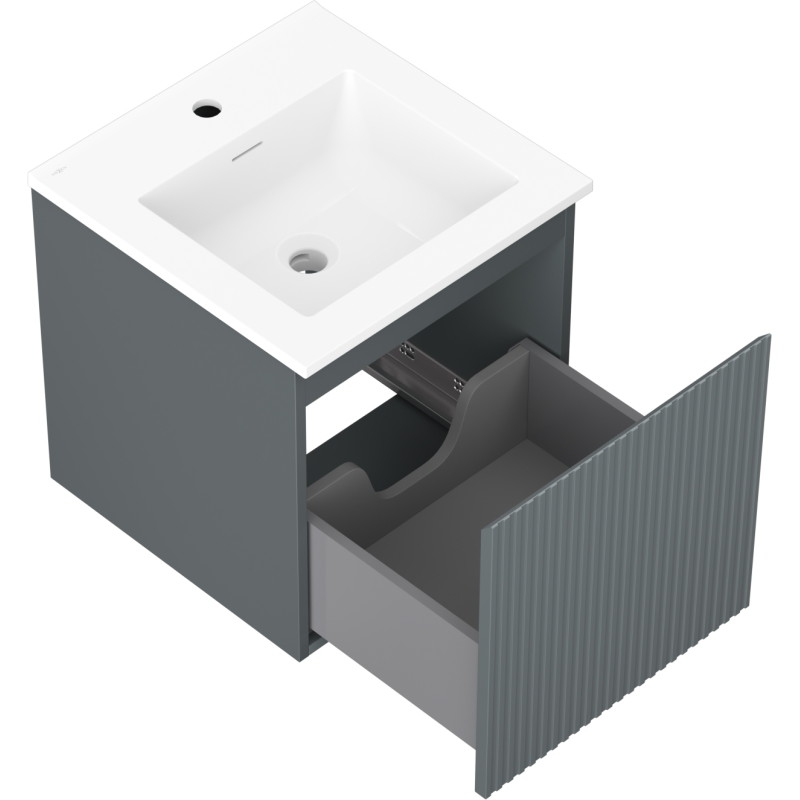 Mexen Rivel armario de baño de 45 cm con lavabo Otis, 1 cajón, acanalado, grafito mate/blanco mate - 91A20-04547-1-BF66-W18M01