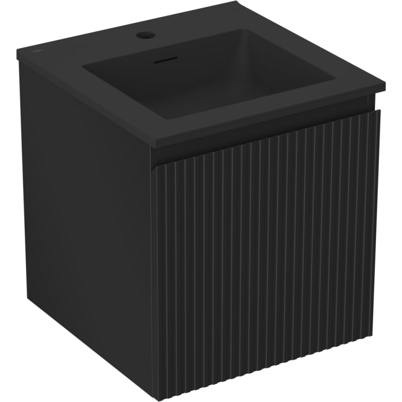 Mexen Rivel Bathroom Cabinet 45 cm with Otis Sink, 1 Drawer, Grooved, Black Matte - 91A20-04547-1-BF71-W18M71