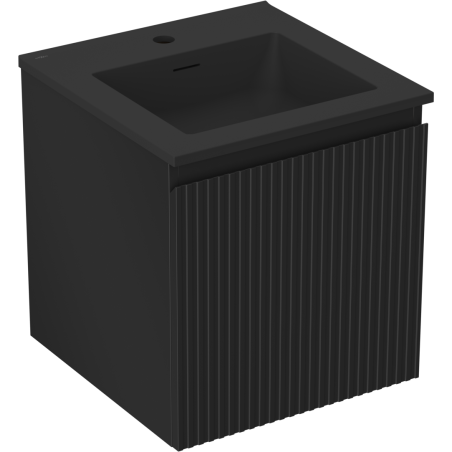 Mexen Rivel Bathroom Cabinet 45 cm with Otis Sink, 1 Drawer, Grooved, Black Matte - 91A20-04547-1-BF71-W18M71
