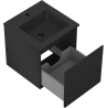 Mexen Rivel mueble de baño de 45 cm con lavabo Otis, 1 cajón, acanalado, negro mate - 91A20-04547-1-BF71-W18M71