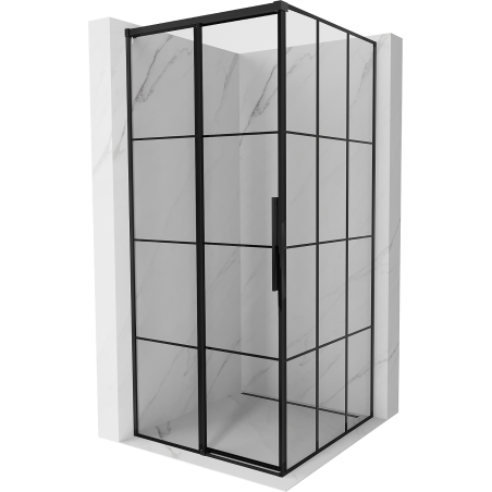 Mexen Rox Schiebedusche links 120 x 120 cm, schwarzes Gitter, schwarz - 8C2-120-120-70-77-L