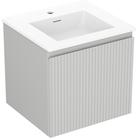 Mexen Rivel Badezimmerschrank 50 cm mit Waschbecken Otis, 1 Schublade, gerillt, grau matt/weiß matt - 91A20-05047-1-BF62-W18M01