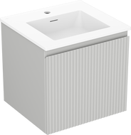 Mexen Rivel Badezimmerschrank 50 cm mit Waschbecken Otis, 1 Schublade, gerillt, grau matt/weiß matt - 91A20-05047-1-BF62-W18M01