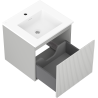 Mexen Rivel meuble de salle de bains 50 cm avec lavabo Otis, 1 tiroir, rainuré, gris mat/blanc mat - 91A20-05047-1-BF62-W18M01