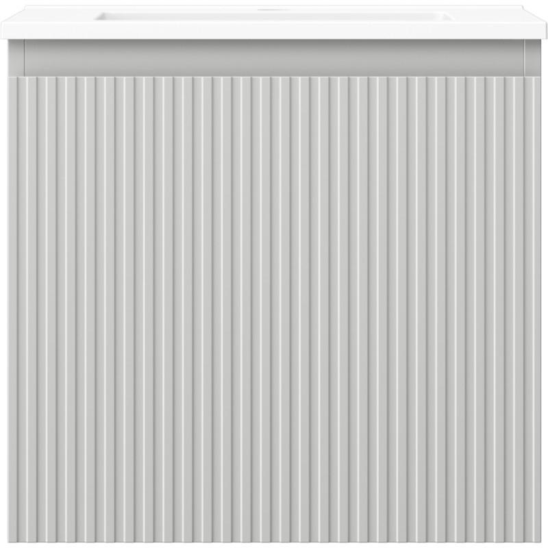 Mexen Rivel armadietto da bagno 50 cm con lavabo Otis, 1 cassetto, scanalato, grigio opaco/bianco opaco