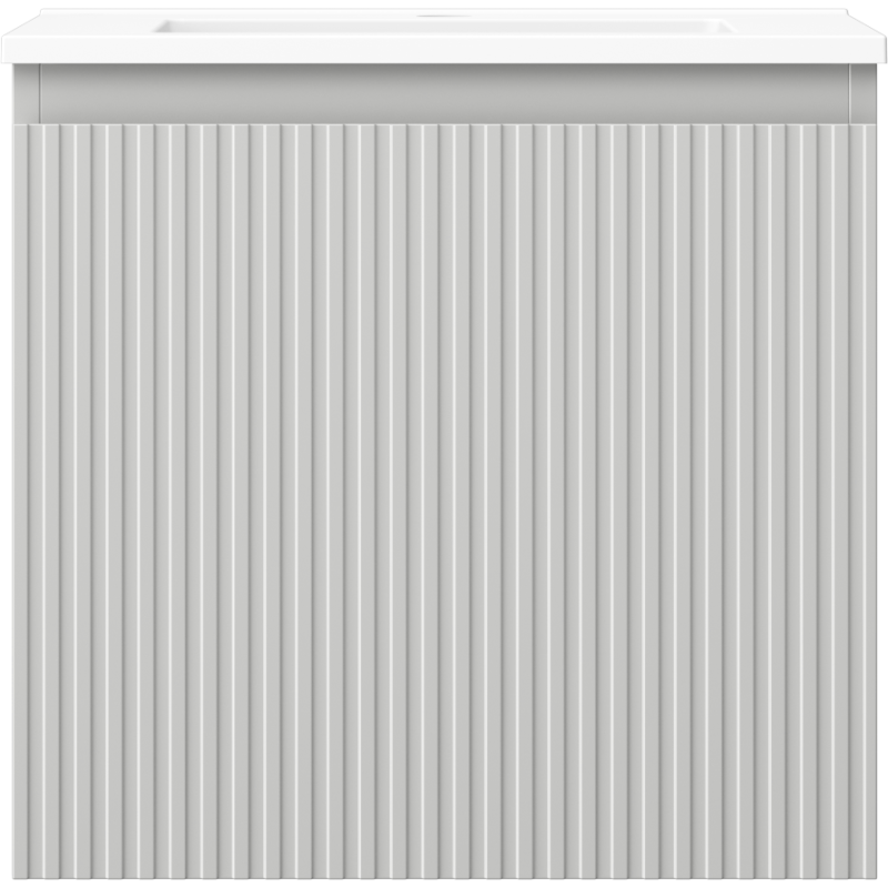 Mexen Rivel Badezimmerschrank 50 cm mit Waschbecken Otis, 1 Schublade, gerillt, grau matt/weiß matt - 91A20-05047-1-BF62-W18M01