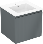 Mexen Rivel mobiletto da bagno 50 cm con lavabo Otis, 1 cassetto, scanalato, grafite opaco/bianco opaco