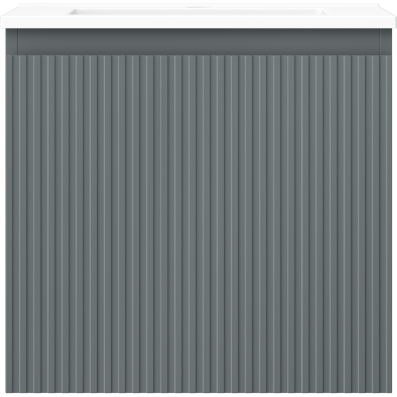 Mexen Rivel badkamerkast 50 cm met Otis wastafel, 1 lade, geribbeld, grafiet mat/wit mat - 91A20-05047-1-BF66-W18M01