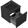 Mexen Rivel 50 cm Badezimmerschrank mit Waschbecken Otis, 1 Schublade, gerillt, schwarz matt - 91A20-05047-1-BF71-W18M71