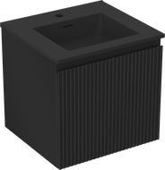 Mexen Rivel mueble de baño de 50 cm con lavabo Otis, 1 cajón, estriado, negro mate - 91A20-05047-1-BF71-W18M71