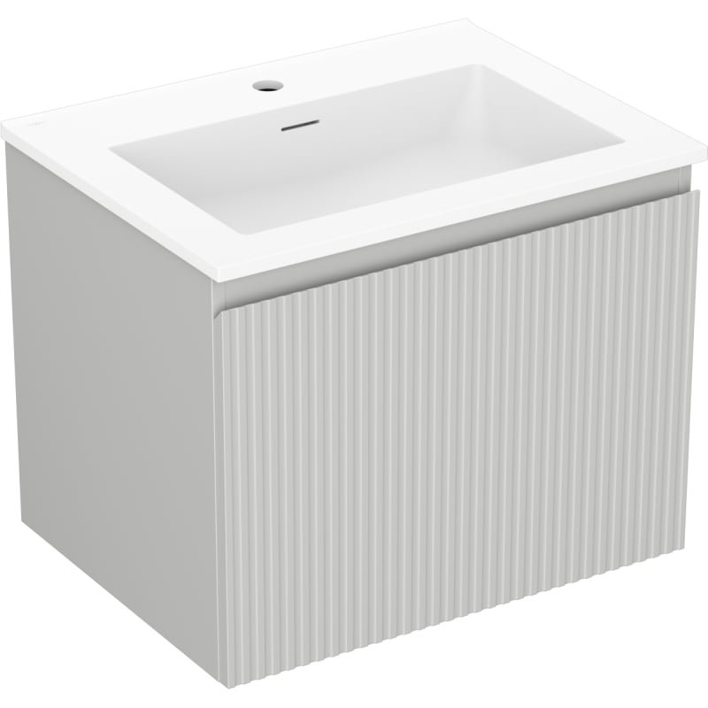 Mexen Rivel szafka łazienkowa 60 cm z umywalką Otis, 1 szuflada, ryflowana , szara mat/biała mat - 91A20-06047-1-BF62-W18M01