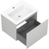Mexen Rivel meuble de salle de bain 60 cm avec lavabo Otis, 1 tiroir, rainuré, gris mat/blanc mat - 91A20-06047-1-BF62-W18M01