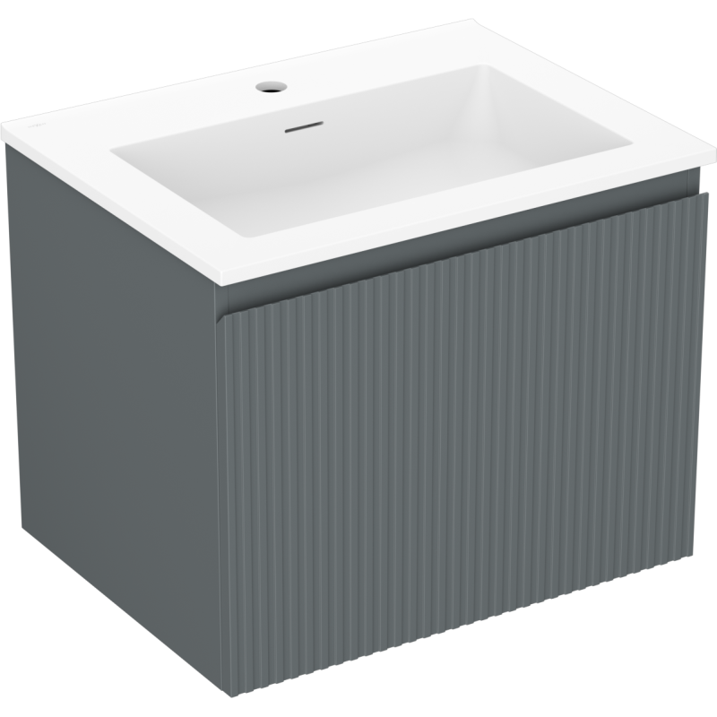 Mexen Rivel mobile da bagno 60 cm con lavabo Otis, 1 cassetto, scanalato, grafite opaco/bianco opaco - 91A20-06047-1-BF66-W18M01