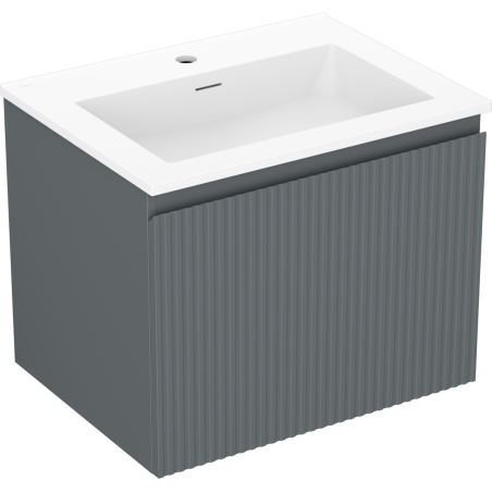 Mexen Rivel bathroom cabinet 60 cm with Otis sink, 1 drawer, grooved, graphite matt/white matt - 91A20-06047-1-BF66-W18M01