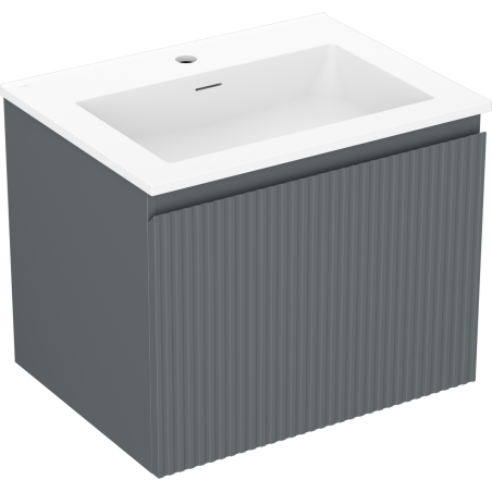 Mexen Rivel mobile da bagno 60 cm con lavabo Otis, 1 cassetto, scanalato, grafite opaco/bianco opaco - 91A20-06047-1-BF66-W18M01