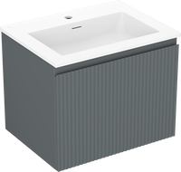 Mexen Rivel bathroom cabinet 60 cm with Otis sink, 1 drawer, grooved, graphite matt/white matt - 91A20-06047-1-BF66-W18M01