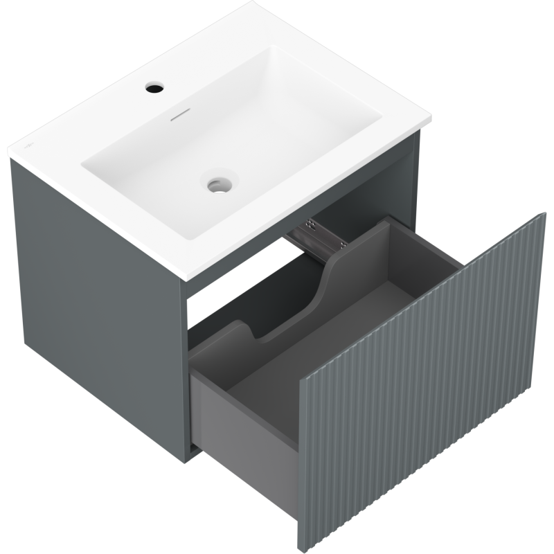 Mexen Rivel mobile da bagno 60 cm con lavabo Otis, 1 cassetto, scanalato, grafite opaco/bianco opaco - 91A20-06047-1-BF66-W18M01