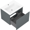 Mexen Rivel mueble de baño de 60 cm con lavabo Otis, 1 cajón, acanalado, grafito mate/blanco mate - 91A20-06047-1-BF66-W18M01