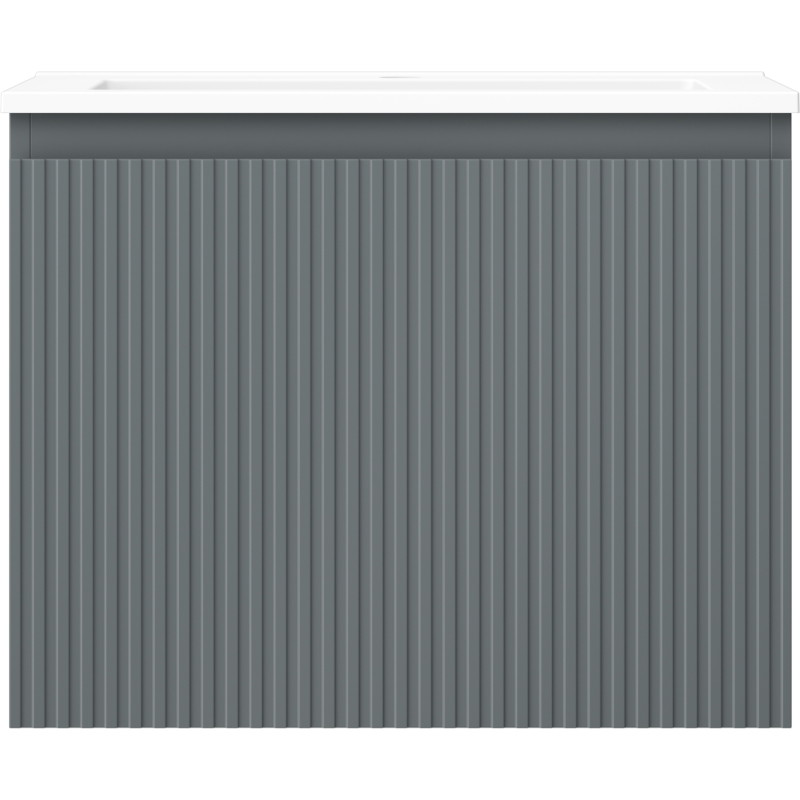 Mexen Rivel armario de baño de 60 cm con lavabo Otis, 1 cajón, ranurado, grafito mate/blanco mate - 91A20-06047-1-BF66-W18M01